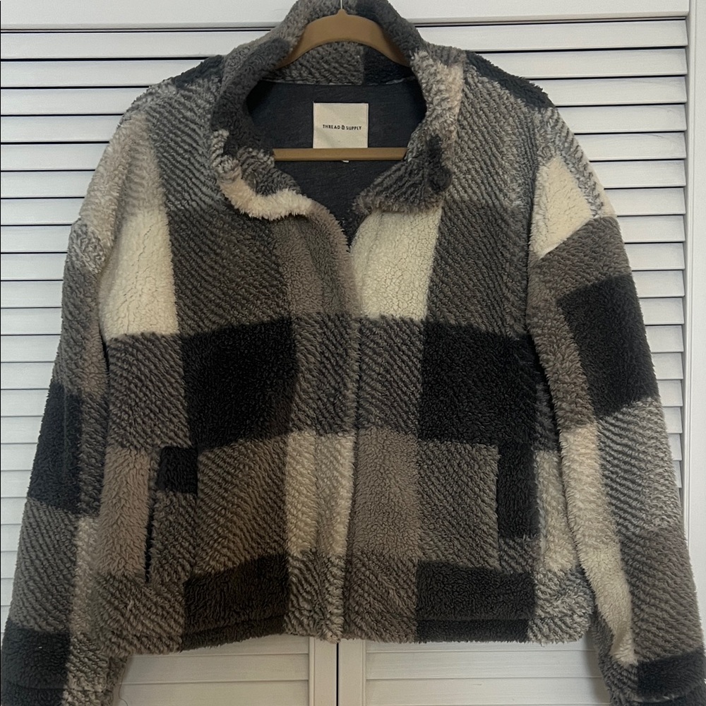Thread & Supply Fleece Plaid Jacket Small